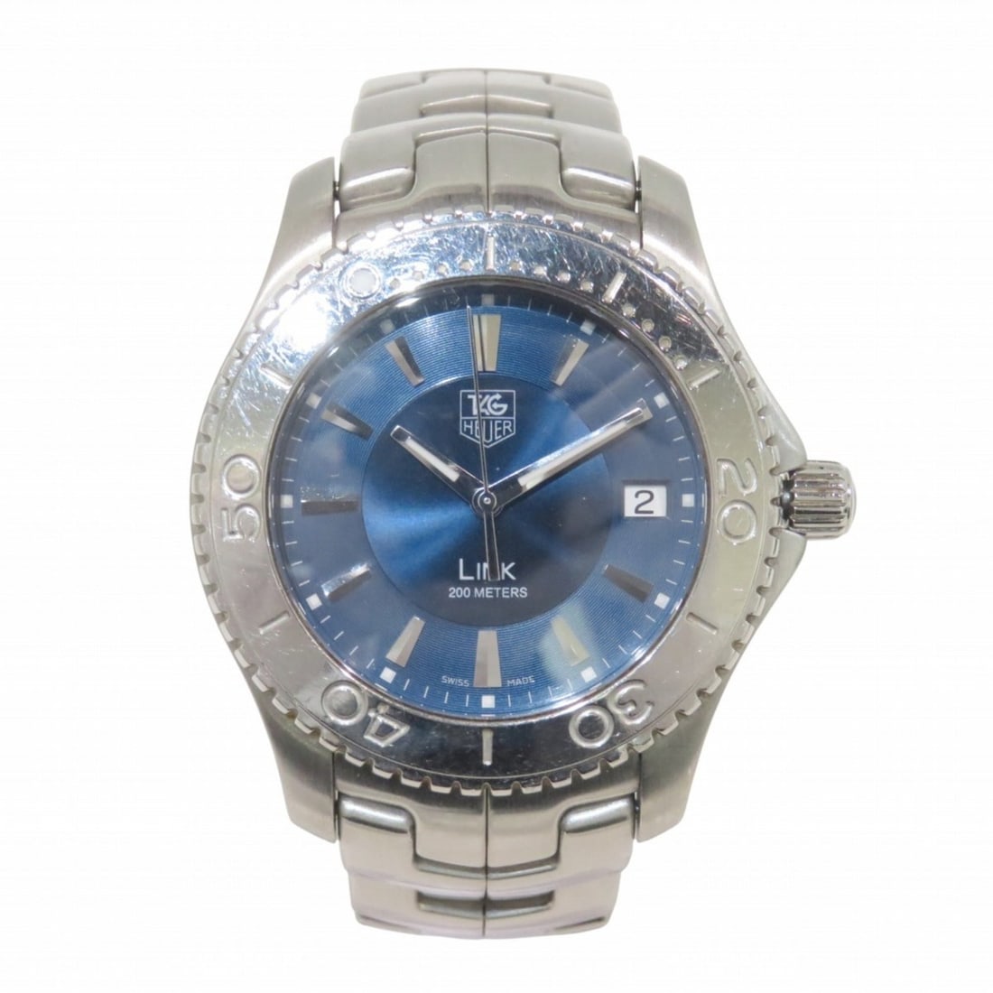 TAG Heuer WJ1112 watch, total weight 129.6g, stainless steel, quartz movement, navy dial.: --- Catalog ---Category: SizeWrist Size: 17.5cm / 6.88''Case Diameter: 39mm / 1.54''Category: DesignType: WristwatchGender: MenColor (Dial): NavyMaterial (Band): Stainless steelMaterial (Case): Stainl