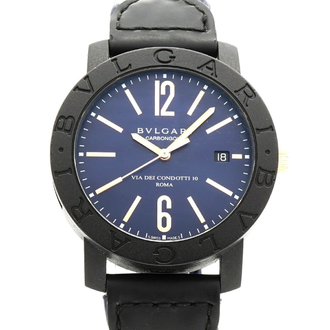Bvlgari Carbon BB40CL Blue Dial Men's Watch: --- Catalog ---Category: SizeWrist Size: 19cm / 7.48''Case Diameter: 40mm / 1.57''Category: DesignType: WristwatchGender: MenColor (Dial): BlueMaterial (Band): LeatherCategory: GeneralMPN: BB40CLBrand