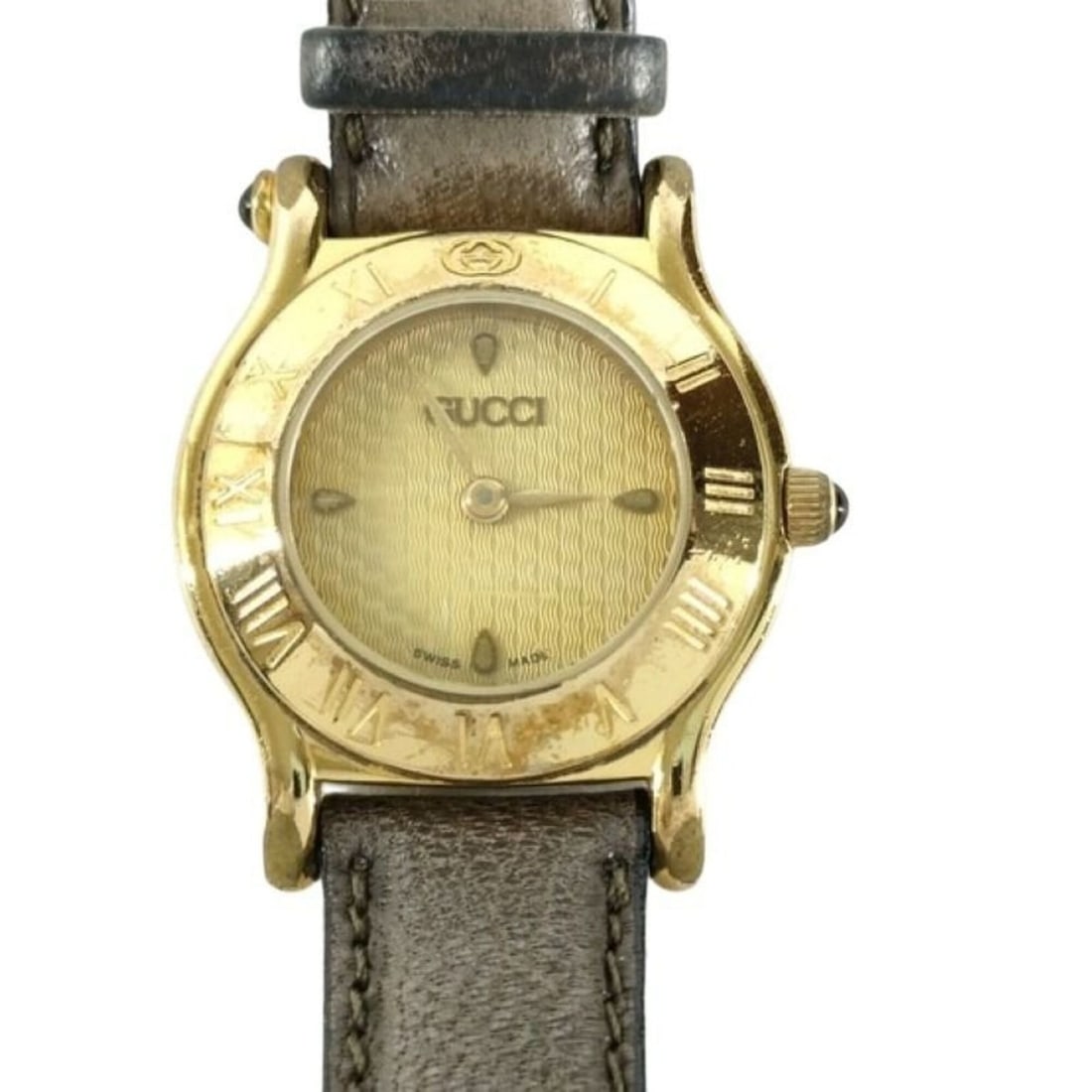 GUCCI watch 6500L gold brown stainless steel leather women's: --- Catalog ---Category: SizeWrist Size: 14.5cm - 17.5cm / 5.7'' - 6.88''Case Diameter: 26.6mm / 1.05''Category: DesignType: WristwatchStyle: Dress/FormalGender: WomenColor (Dial): GoldMaterial (Band)