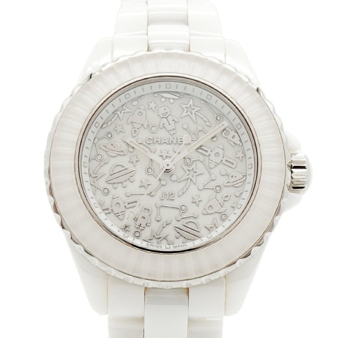 Chanel J12 Cosmic H7990 White Dial Women's Watch: --- Catalog ---Category: SizeWrist Size: 17cm / 6.69''Case Diameter: 33.9mm / 1.33''Category: DesignType: WristwatchGender: WomenColor (Dial): WhiteMaterial (Band): CeramicCategory: GeneralMPN: H7990B