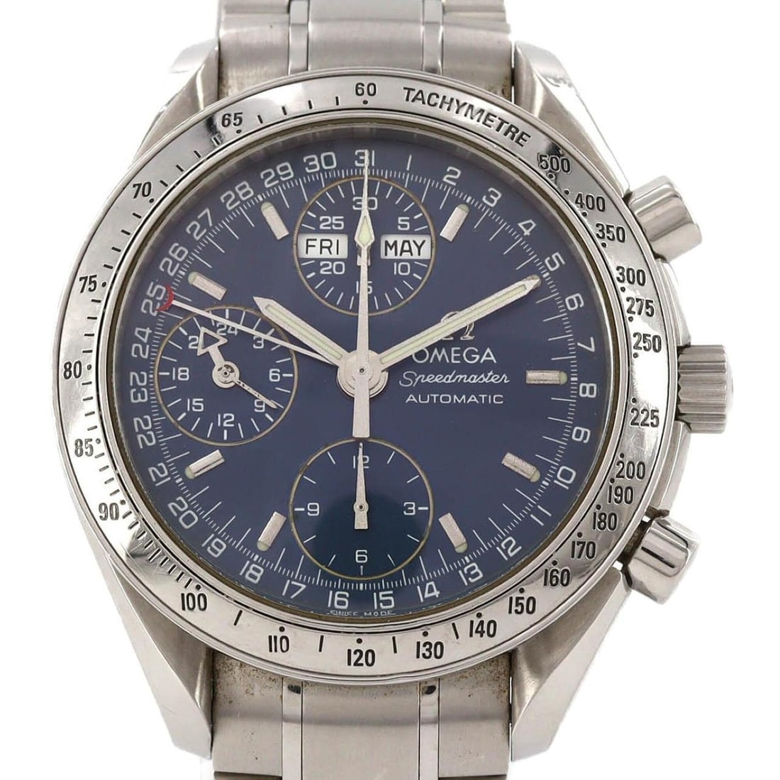 Omega Speedmaster Day-Date 3523.80 Stainless Steel Automatic Watch: --- Catalog ---Category: SizeWrist Size: 15.5cm / 6.1''Case Diameter: 39mm / 1.54''Category: DesignType: WristwatchGender: MenColor (Dial): BlueMaterial (Band): Stainless steelMaterial (Case): Stainle