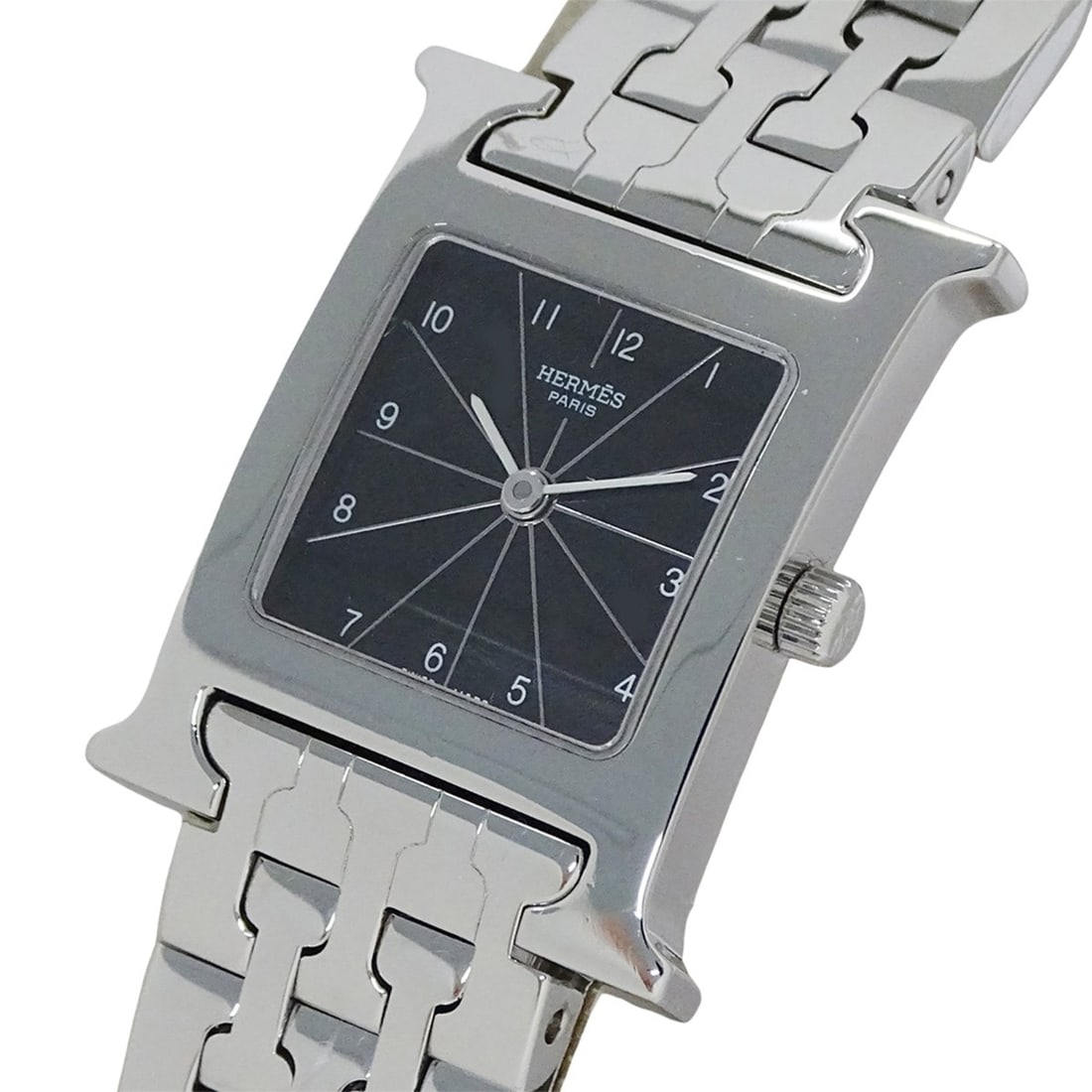 Hermes HERMES Women's Watch Brand H-Watch Quartz QZ Stainless Steel SS HH1.210 Silver Black: --- Catalog ---Category: SizeWrist Size: 16.5cm / 6.49''Case Diameter: 21mm / 0.83''Category: DesignType: WristwatchGender: WomenDisplay: AnalogColor (Dial): BlackMaterial (Band): Stainless steelMater