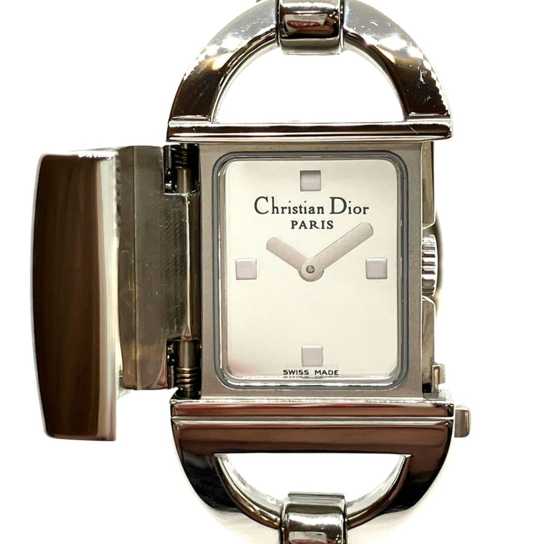 Christian Dior Pandiora watch, total weight 46g, stainless steel, quartz movement, silver dial,: --- Catalog ---Category: SizeWeight: 46g / 1.62oz.Wrist Size: 13.5cm / 5.31''Case Diameter: 18mm / 0.71''Category: DesignType: WristwatchGender: WomenColor (Dial): SilverMaterial (Band): Stainless ste
