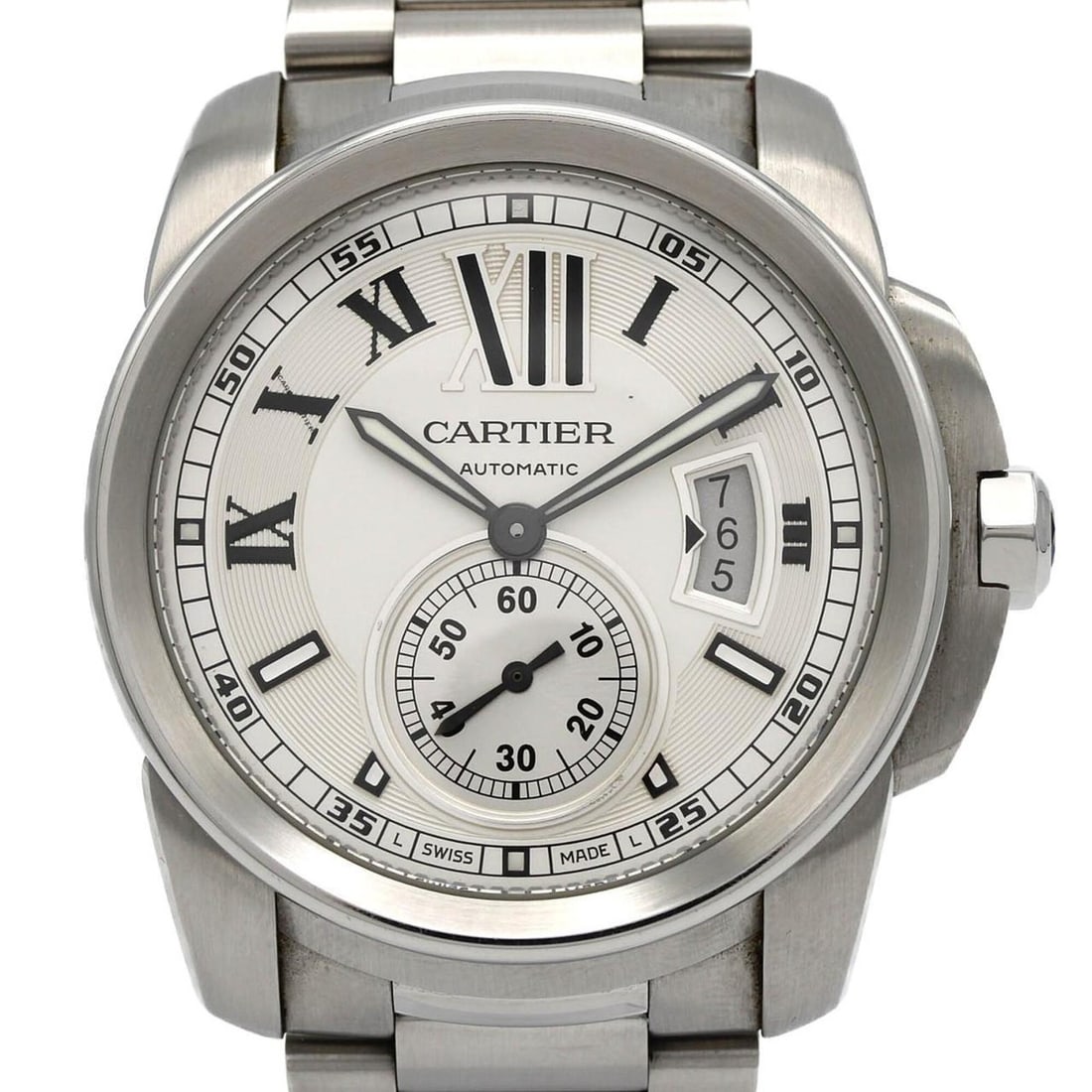 Cartier Calibre de LM W7100015 SS Automatic Watch: --- Catalog ---Category: SizeWrist Size: 15cm / 5.9''Case Diameter: 42mm / 1.65''Category: DesignType: WristwatchGender: MenColor (Dial): SilverMaterial (Band): Stainless steelMaterial (Case): Stainle