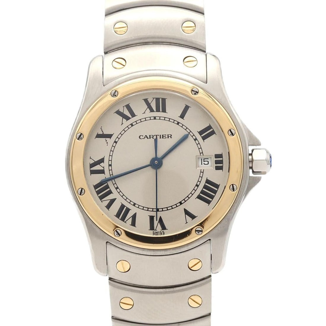Cartier Santos Round MM Two-Tone W20037R3 SSxYG Quartz Watch: --- Catalog ---Category: SizeWrist Size: 17cm / 6.69''Case Diameter: 29.5mm / 1.16''Category: DesignType: WristwatchGender: Men,WomenColor (Dial): SilverMaterial (Band): Stainless steel, Yellow goldMa