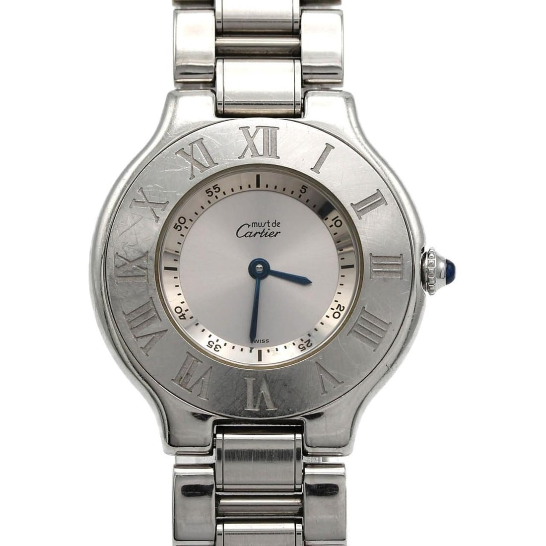 Cartier Must 21LM W10110T2 SS Quartz Watch: --- Catalog ---Category: SizeWrist Size: 18cm / 7.08''Case Diameter: 31mm / 1.22''Category: DesignType: WristwatchGender: MenColor (Dial): SilverMaterial (Band): Stainless steelMaterial (Case): Stainl
