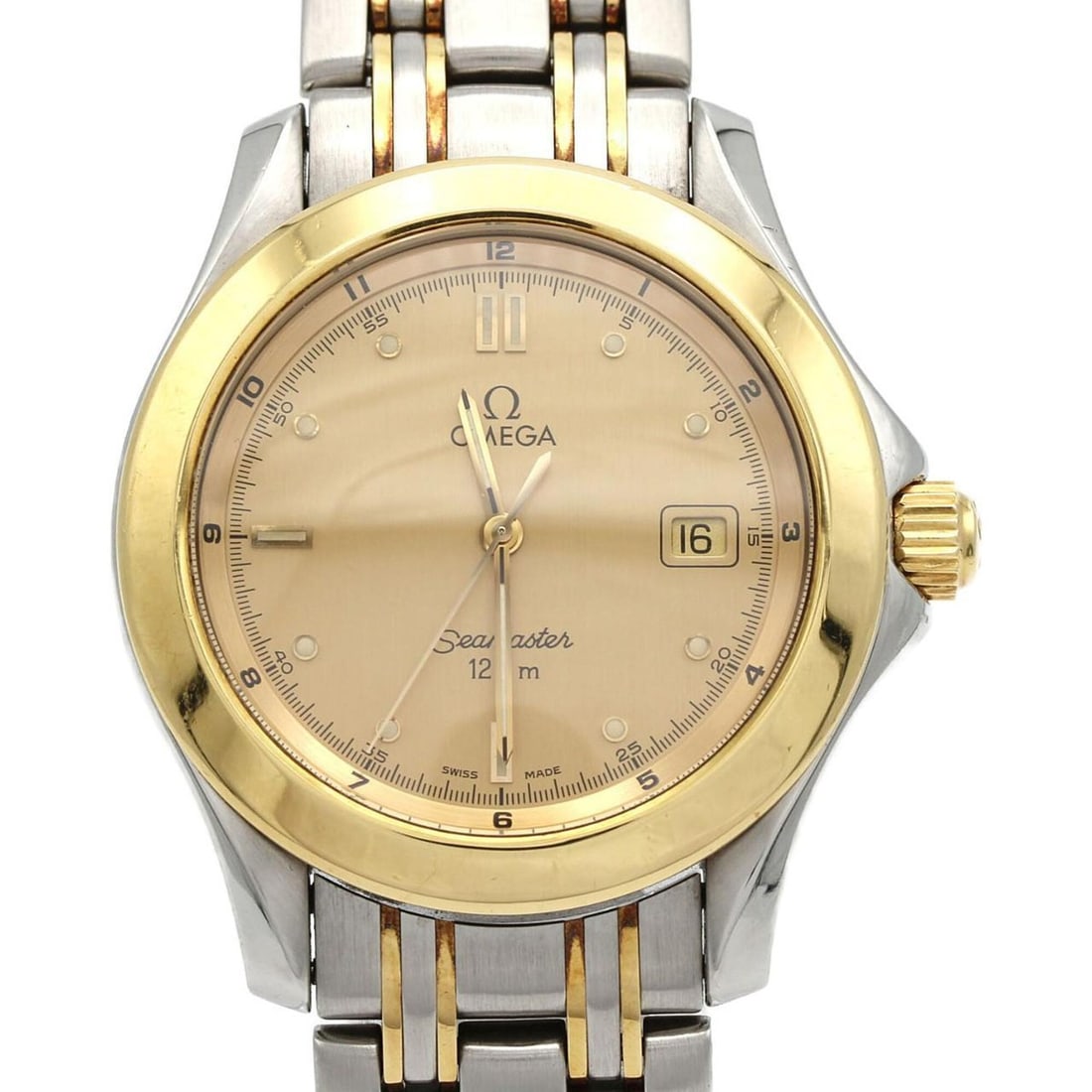 Omega Seamaster 120 Two-Tone 2311.10 SSxYG Quartz Watch: --- Catalog ---Category: SizeWrist Size: 18cm / 7.08''Case Diameter: 36mm / 1.42''Category: DesignType: WristwatchGender: MenColor (Dial): GoldMaterial (Band): Stainless steel, Yellow goldMaterial