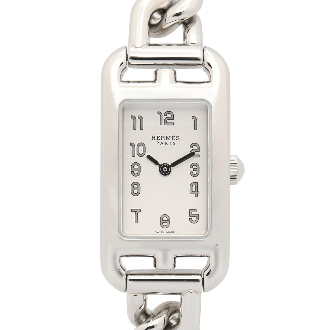 Hermes Nantucket Watch, Stainless Steel, Women's, Silver Tone, NA2.110: --- Catalog ---Category: SizeWrist Size: 15cm / 5.9''Case Diameter: 17mm / 0.67''Category: DesignType: WristwatchGender: WomenColor (Dial): SilverMaterial (Band): Stainless steelMaterial (Case): Stain