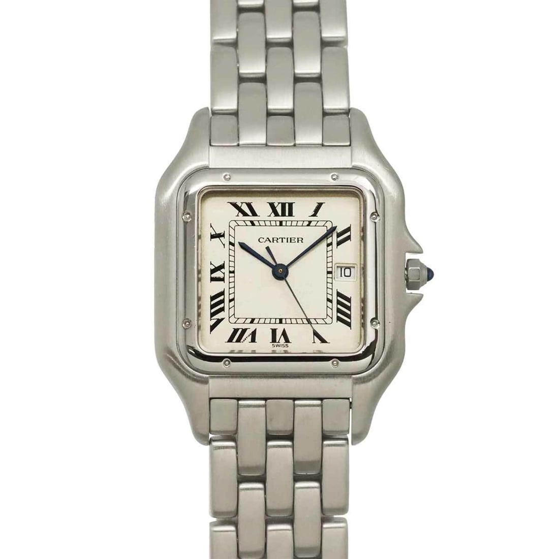 Cartier Panthère LM W25032P5 Men's Watch, Date, Ivory, Quartz Watch: --- Catalog ---Category: SizeWrist Size: 15.5cm / 6.1''Case Diameter: 29mm / 1.14''Category: DesignType: WristwatchGender: MenColor (Dial): IvoryMaterial (Band): Stainless steelMaterial (Case): Stainl
