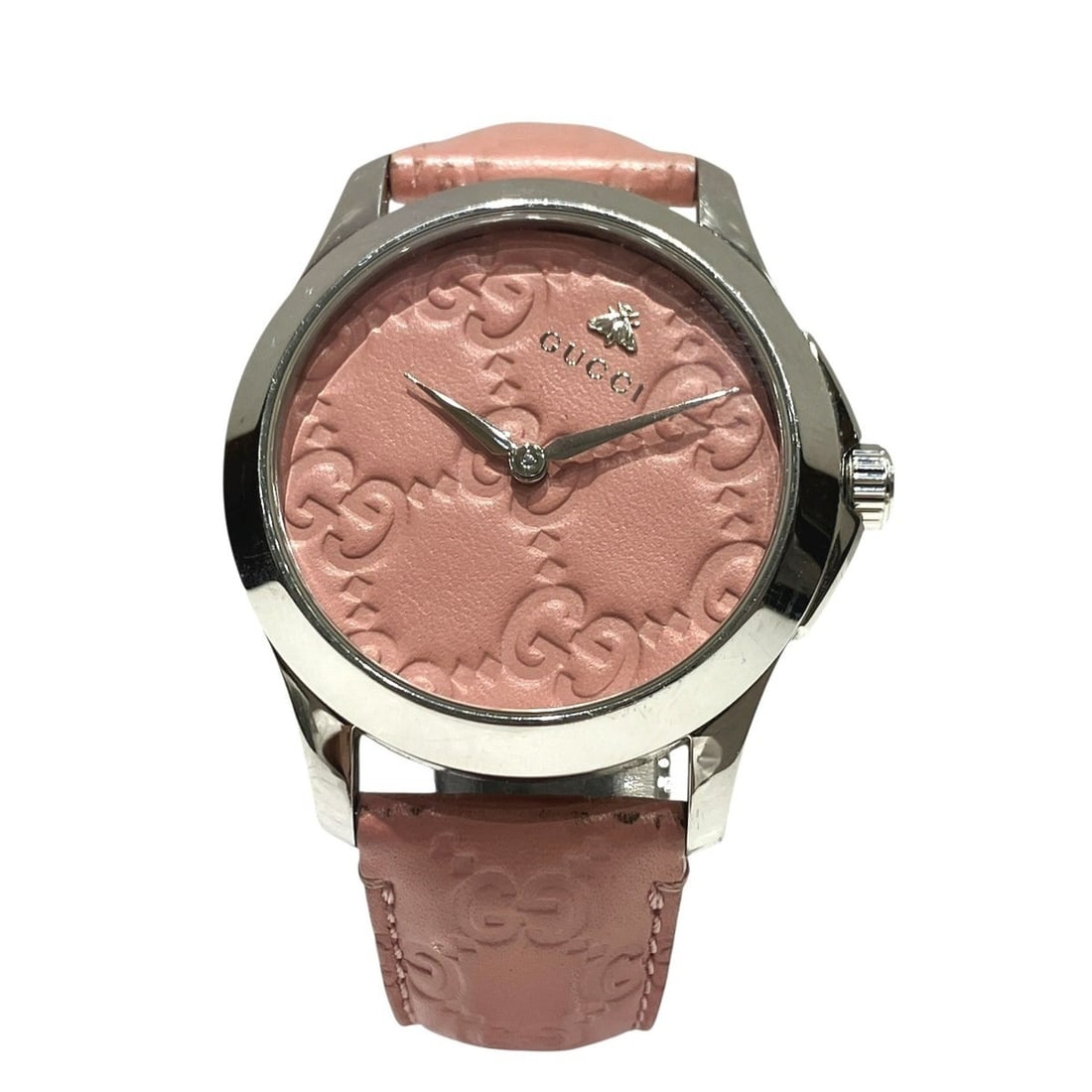 Gucci GUCCI G-Timeless Watch Bee Total weight 55.9g Stainless steel Genuine leather Quartz Pink dial: --- Catalog ---Category: SizeWrist Size: 13.5cm - 18cm / 5.31'' - 7.08''Case Diameter: 38mm / 1.5''Category: DesignType: WristwatchGender: MenColor (Dial): PinkMaterial (Band): LeatherMaterial (Case):