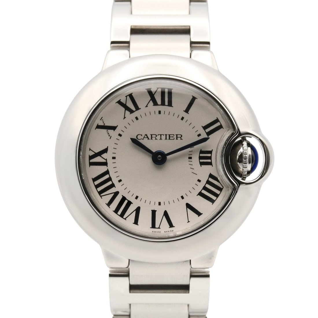 Cartier Ballon Bleu SM Watch, Stainless Steel, Ladies, Silver Tone, W69010Z4: --- Catalog ---Category: SizeWrist Size: 14.5cm / 5.7''Case Diameter: 28mm / 1.1''Category: DesignType: WristwatchGender: WomenColor (Dial): SilverMaterial (Band): Stainless steelMaterial (Case): Stai