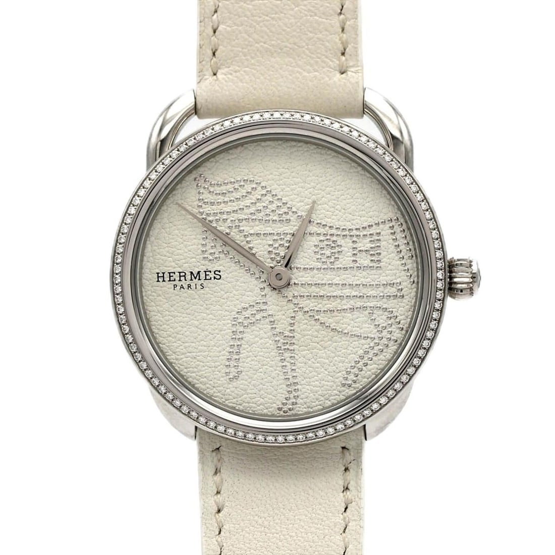 Hermes Alsohors D AR5.430 SS Quartz Watch: --- Catalog ---Category: SizeCase Diameter: 36mm / 1.42''Category: DesignType: WristwatchGender: WomenColor (Dial): WhiteMaterial (Case): Stainless steelCategory: GeneralMPN: AR5.430Brand: HermesCateg
