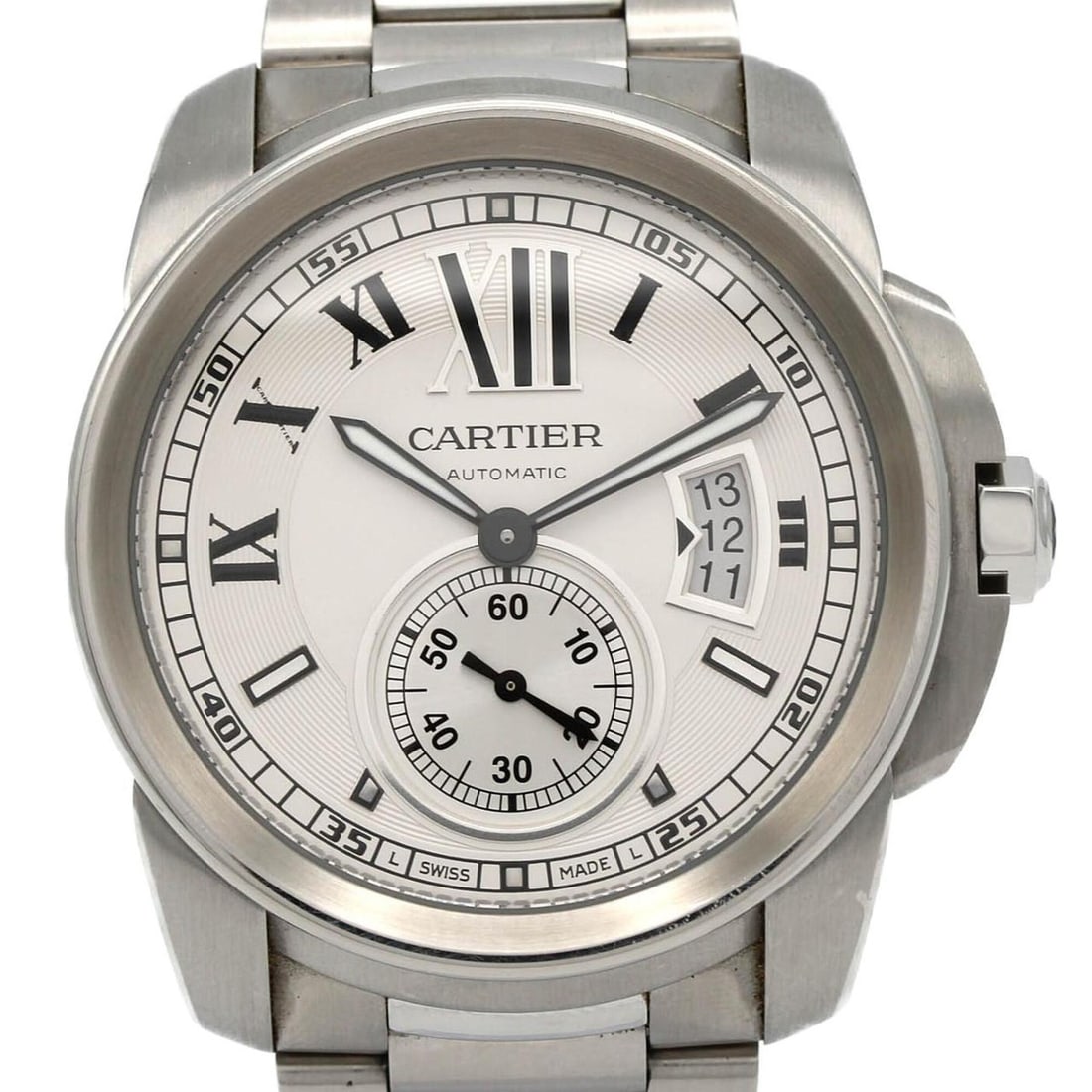 Cartier Calibre de LM W7100015 SS Automatic Watch: --- Catalog ---Category: SizeWrist Size: 19cm / 7.48''Case Diameter: 42mm / 1.65''Category: DesignType: WristwatchGender: MenColor (Dial): SilverMaterial (Band): Stainless steelMaterial (Case): Stainl