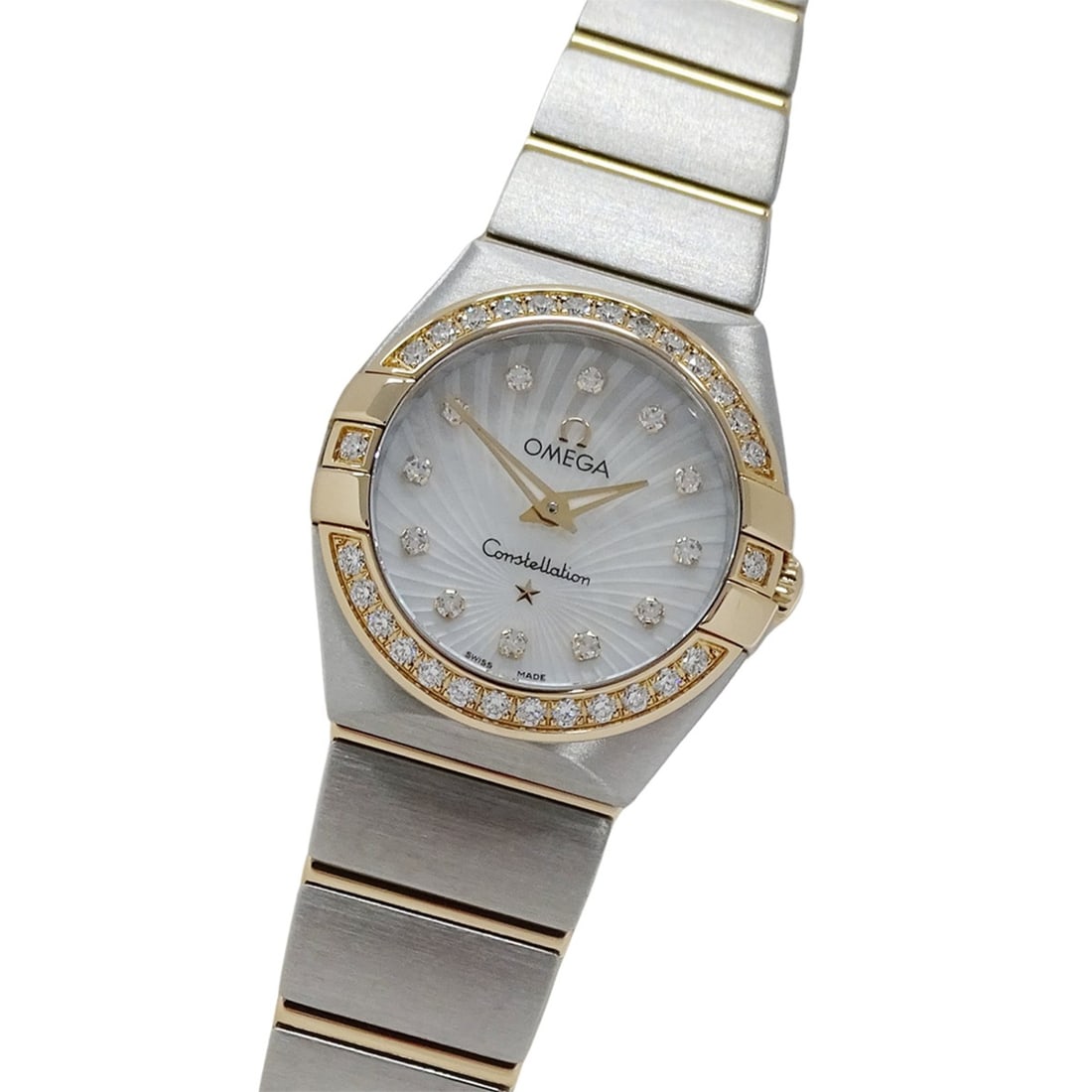 Omega Constellation Brushed 123.25.24.60.55.002 Women's Watch, Brand Name, 12P Diamonds,: --- Catalog ---Category: SizeWrist Size: 17cm / 6.69''Case Diameter: 24mm / 0.94''Category: DesignType: WristwatchGender: WomenMaterial (Band): Pink gold, Stainless steelMaterial (Case): Pink gold, St