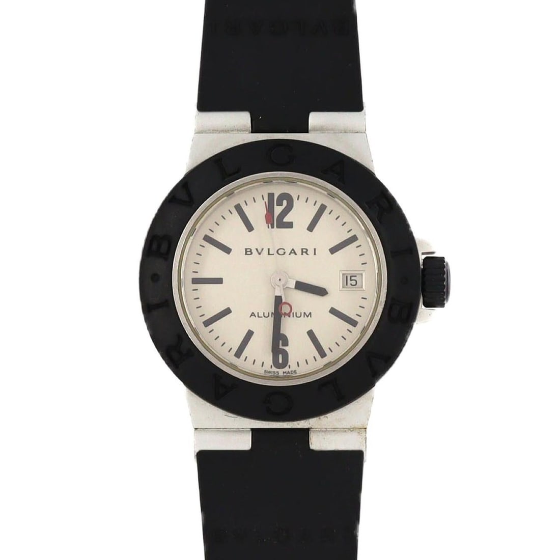 Bulgari Aluminum AL29A Other Quartz Watch: --- Catalog ---Category: SizeCase Diameter: 29mm / 1.14''Category: DesignType: WristwatchGender: WomenColor (Dial): SilverMaterial (Band): RubberMaterial (Case): AluminumCategory: GeneralMPN: AL29ABra