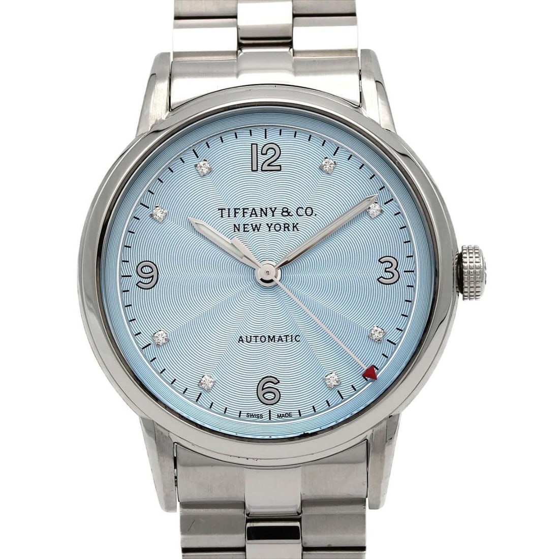 Tiffany & Co. CT60-8P 37725935 Stainless Steel Automatic Watch: --- Catalog ---Category: SizeWrist Size: 16.5cm / 6.49''Case Diameter: 34mm / 1.34''Category: DesignType: WristwatchGender: Men,WomenColor (Dial): BlueMaterial (Band): Stainless steelMaterial (Case): 