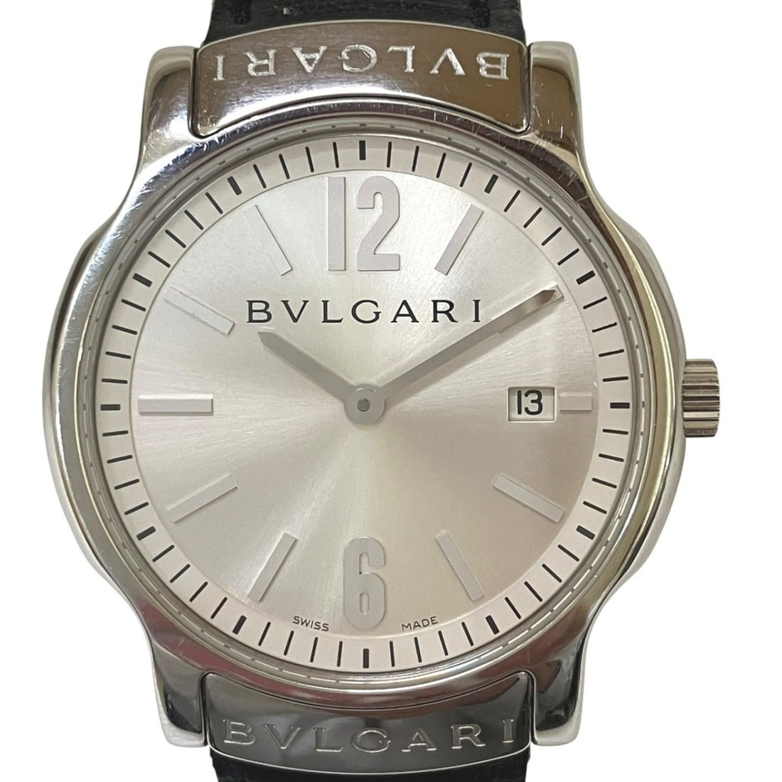 Bulgari BVLGARI Solo Tempo watch, total weight 38.1g, stainless steel, genuine leather strap, quartz: --- Catalog ---Category: SizeWrist Size: 16.5cm - 19.5cm / 6.49'' - 7.67''Case Diameter: 35mm / 1.38''Category: DesignType: WristwatchGender: MenColor (Dial): SilverMaterial (Band): LeatherMaterial (C