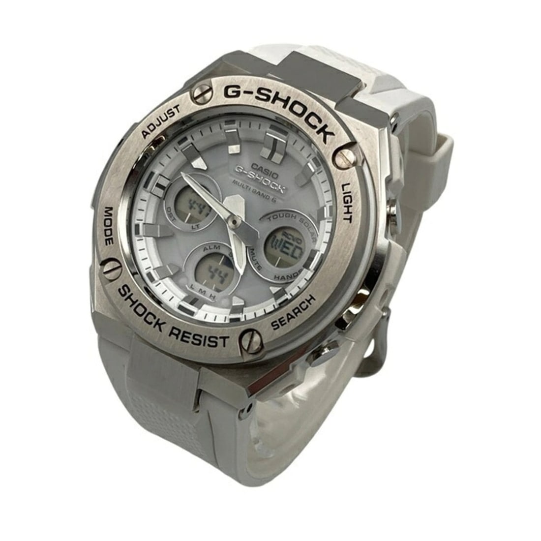 CASIO G-SHOCK G-STEEL Radio-Controlled Solar Watch, 20 ATM Water Resistant, GST-W310-7AJF: --- Catalog ---Category: SizeWrist Size: 15cm - 22cm / 5.9'' - 8.66''Case Diameter: 49mm / 1.93''Category: DesignType: WristwatchGender: Men,WomenColor (Dial): WhiteMaterial (Case): Stainless steelCat