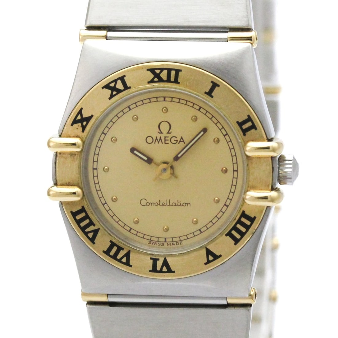 OMEGA Constellation 18K Gold Steel Ladies Watch 795.1080 Polished: --- Catalog ---Category: SizeCase Diameter: 22mm / 0.87''Category: DesignType: WristwatchStyle: Dress/FormalGender: WomenColor (Dial): GoldMaterial (Band): Stainless steel, Yellow gold (18K)Material (