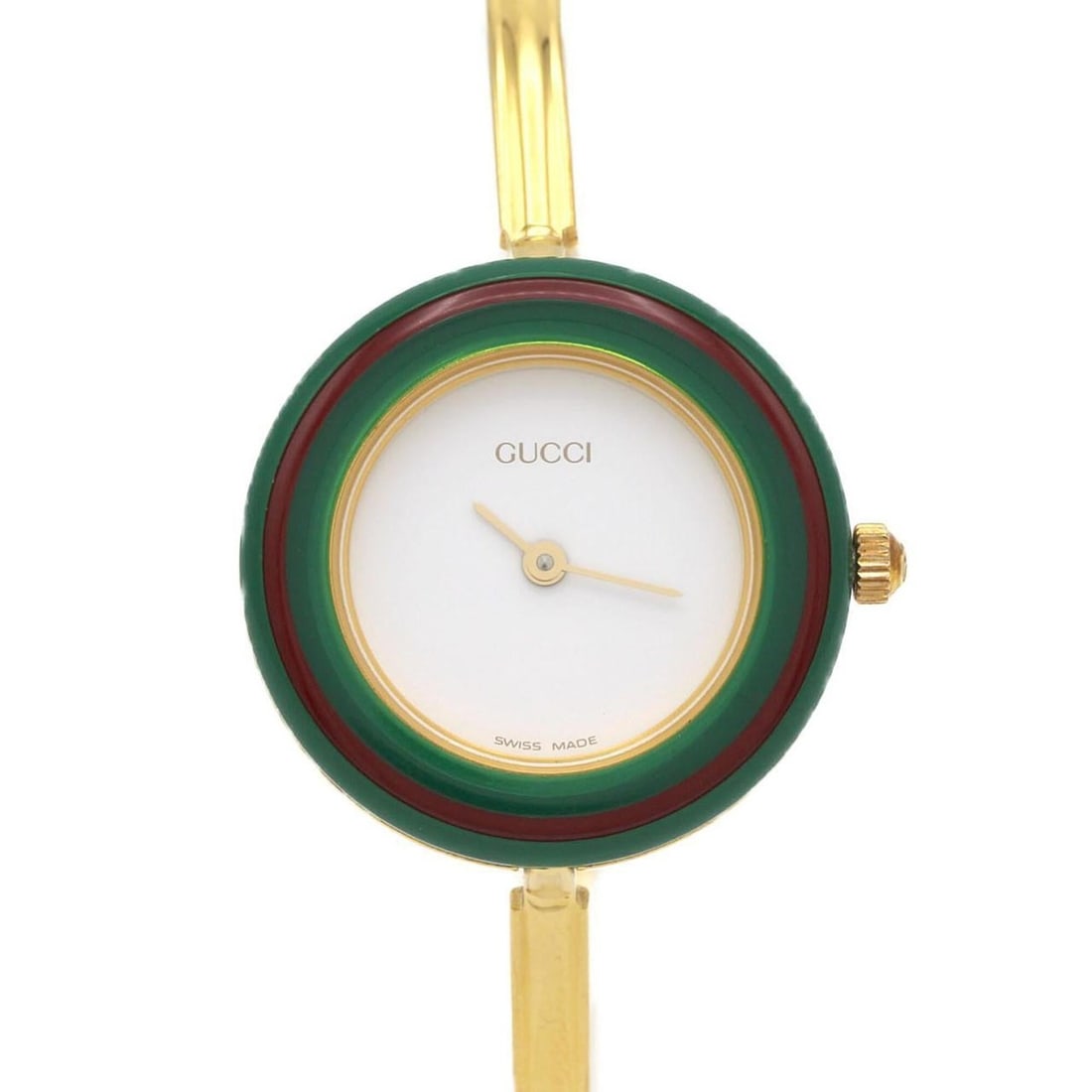 Gucci Change Ring GP Medium Size 11 12.2 Quartz Watch: --- Catalog ---Category: SizeWrist Size: 14.5cm / 5.7''Case Diameter: 26mm / 1.02''Category: DesignType: WristwatchGender: WomenColor (Dial): WhiteMaterial (Band): Gold platedMaterial (Case): Gold pla