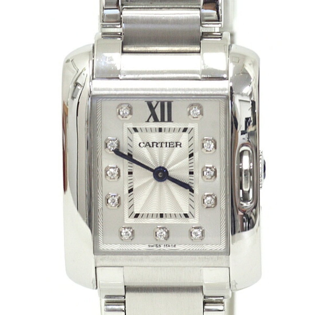 Cartier women's watch Tank Anglaise SM W4TA0003, diamond, stainless steel, quartz, silver dial,: --- Catalog ---Category: SizeWrist Size: 16.5cm / 6.49''Case Diameter: 22.6mm / 0.89''Category: DesignType: WristwatchGender: WomenColor (Dial): SilverMaterial (Band): Stainless steelMaterial (Case): 