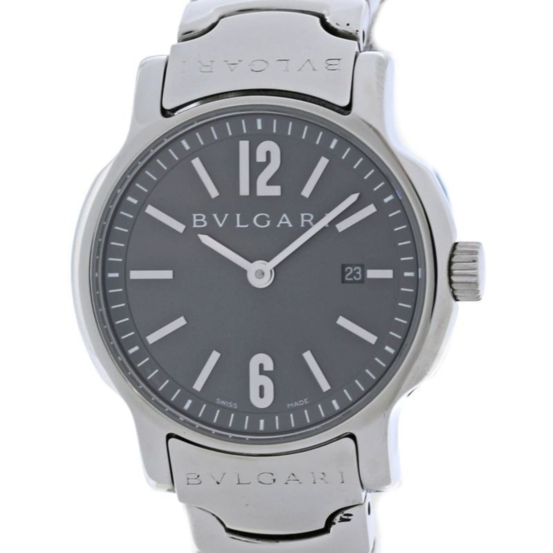 BVLGARI Solotempo ST29C5SSD ST29S Women's Watch SS 40487: --- Catalog ---Category: SizeWrist Size: 15.5cm / 6.1''Case Diameter: 29mm / 1.14''Category: DesignType: WristwatchGender: WomenColor (Dial): GrayMaterial (Band): Stainless steelMaterial (Case): Stain