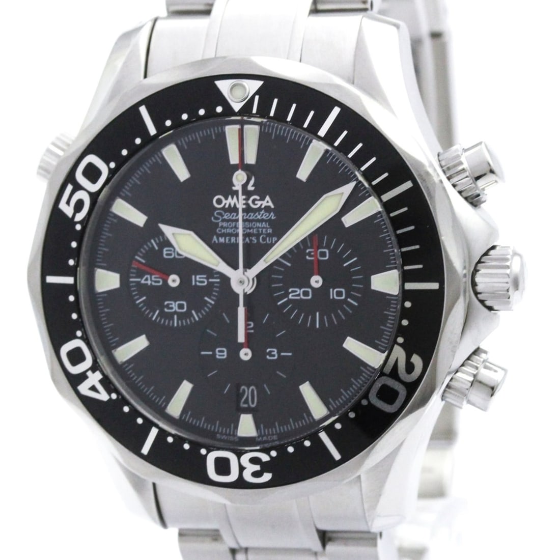 OMEGA Seamaster Americas cup Chronograph Watch 2594.50 Polished: --- Catalog ---Category: SizeCase Diameter: 41mm / 1.61''Category: DesignType: WristwatchStyle: SportGender: MenColor (Dial): BlackMaterial (Band): Stainless steelMaterial (Case): Stainless steelCateg
