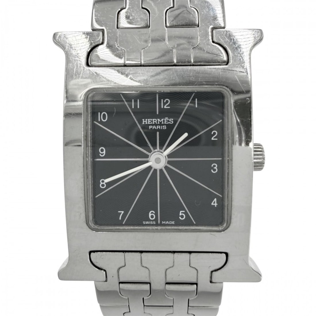 Hermes H-Watch Women's Quartz Watch, Black Dial, H WATCH, Battery Operated, Stainless Steel,: --- Catalog ---Category: SizeWrist Size: 15.5cm / 6.1''Case Diameter: 24mm / 0.94''Category: DesignType: WristwatchGender: WomenColor (Dial): BlackMaterial (Band): Stainless steelMaterial (Case): Stai