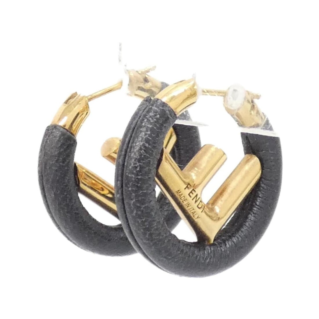 Fendi earrings: --- Catalog ---Category: SizeSize (HxWxD): 25.00mm x 25.00mm / 0.98'' x 0.98''Category: DesignType: Hoop earringsColor: Black, GoldGender: WomenCategory: GeneralBrand: Fendi--- Item List ---Section:
