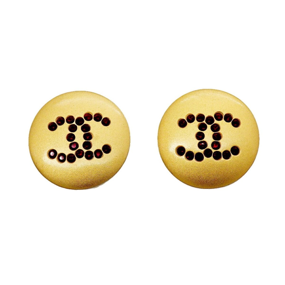 Chanel Earrings, Coco Mark Circle, GP Plated, Colored Stone, Gold, Red, Women's: --- Catalog ---Category: SizeSize (HxWxD): 18.00mm x 18.00mm / 0.71'' x 0.71''Category: DesignType: Clip earringsColor: Gold, Red colorStone: Color stoneGender: WomenMaterial: Gold platingCategory: Ge