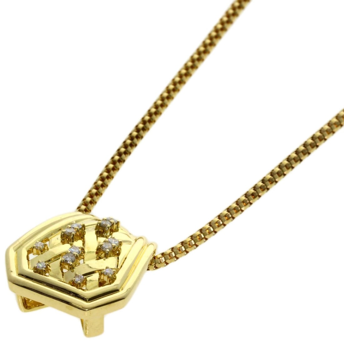 Celine Diamond Necklace 18K Yellow Gold Women's CELINE: --- Catalog ---Category: SizePendant Size: 21.4mm x 19mm / 0.84'' x 0.74''Neck Circumference: 44.5 cm / 17.51''Category: DesignStone: DiamondGender: WomenMaterial: Yellow gold (18K)Necklace Type: Neck
