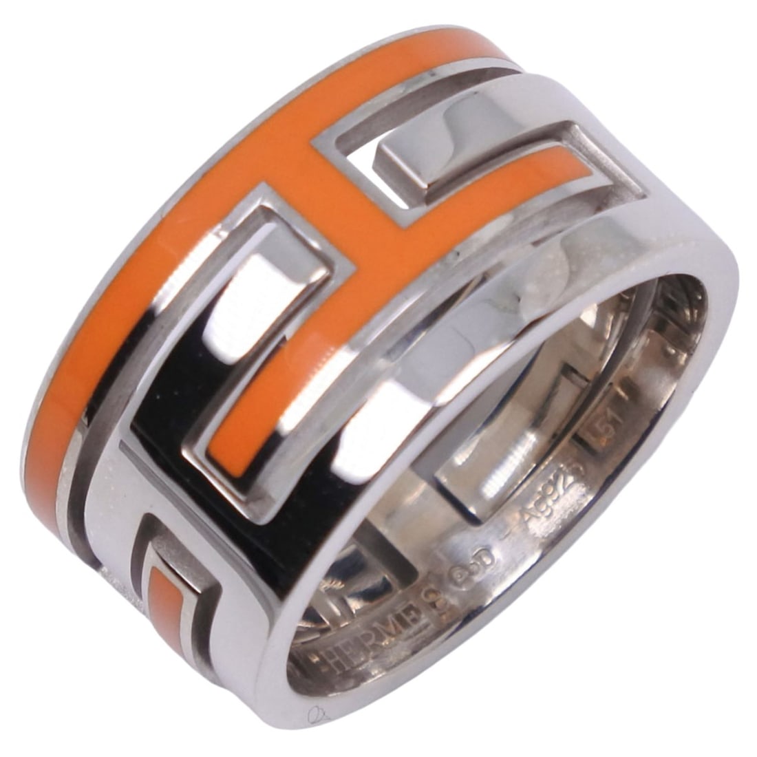 Hermes Move Ash ring, size 11, sterling silver 925 x enamel orange, approximately 6g, unisex.: --- Catalog ---Category: SizeJP Size: 11US Size: 6Category: DesignType: Band ringColor: Orange, SilverGender: WomenMaterial: Enamel, Silver 925Category: GeneralBrand: Hermes--- Item List ---Section: C