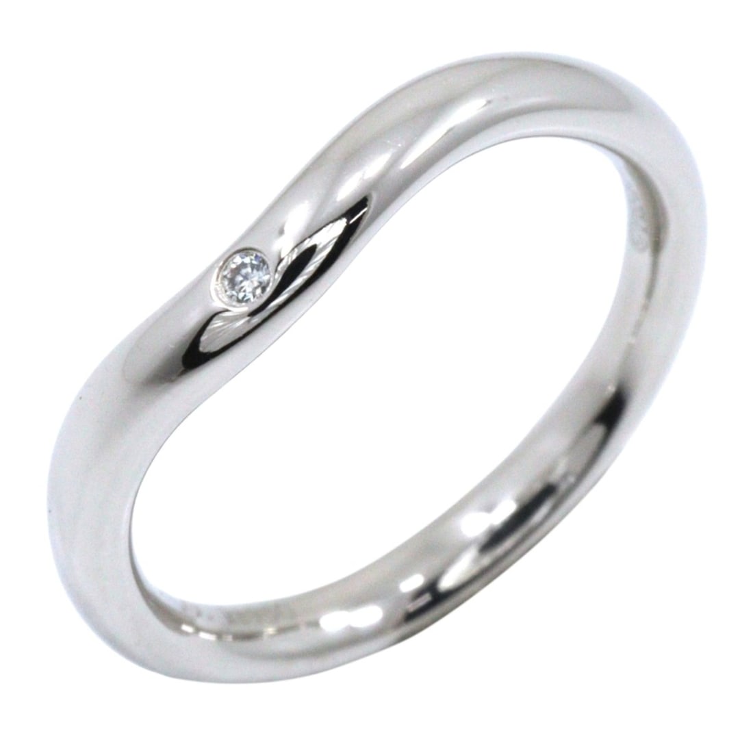 Tiffany & Co. Curved Band Ring, Size 5, Platinum 950 with Diamonds, Approx. 3.6g, Women's.: --- Catalog ---Category: SizeJP Size: 5US Size: 3.5Category: DesignType: Band ringColor: SilverGender: WomenMaterial: Platinum 950Category: GeneralBrand: Tiffany--- Item List ---Section: ConditionRank