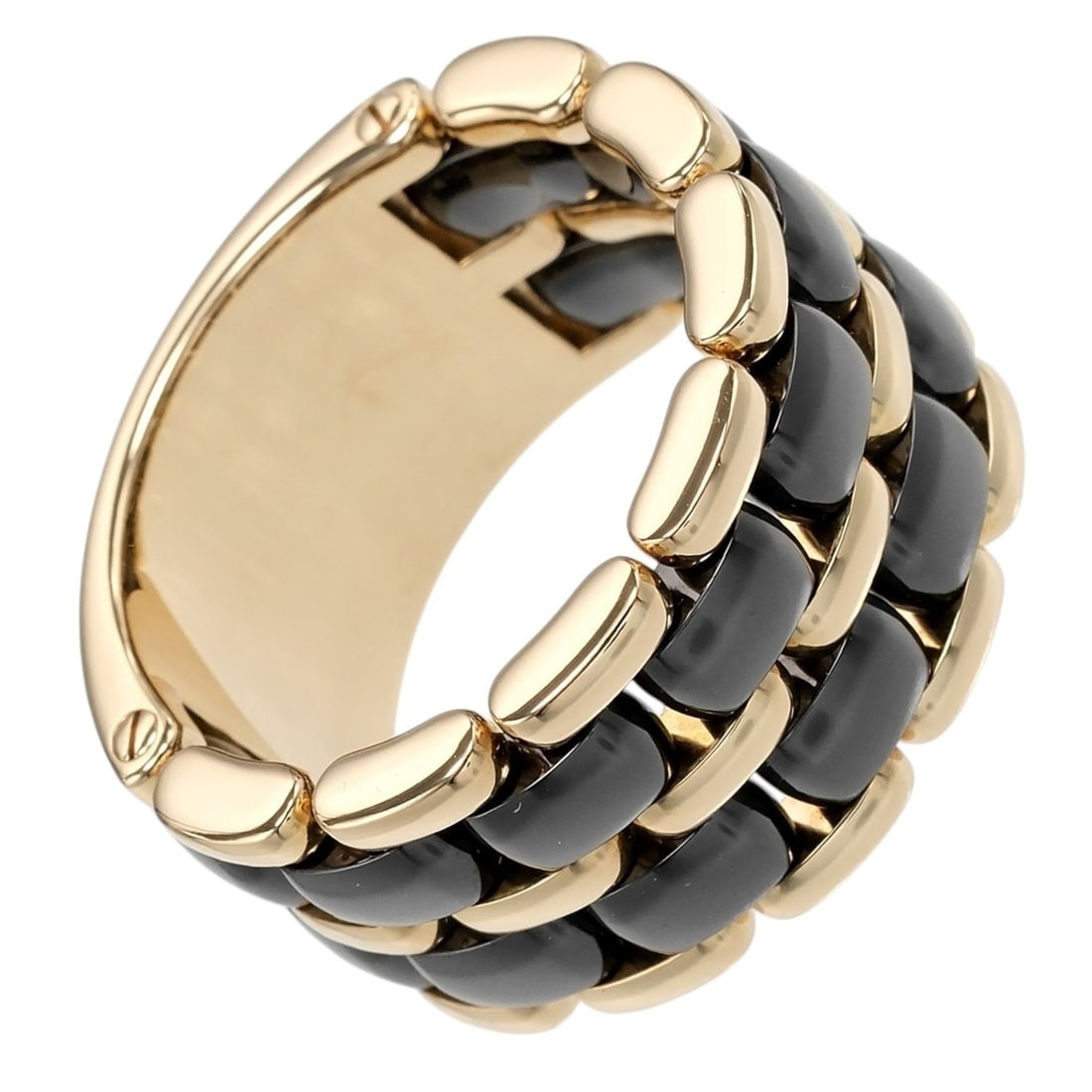 Chanel Ultra Large Ring, Size 20.5, 18K Yellow Gold (KYG), Ceramic, Approx. 20.75g: --- Catalog ---Category: SizeJP Size: 20.5US Size: 10Category: DesignType: Band ringColor: Yellow goldGender: WomenMaterial: Yellow gold (18K)Category: GeneralBrand: Chanel--- Item List ---Section: Co
