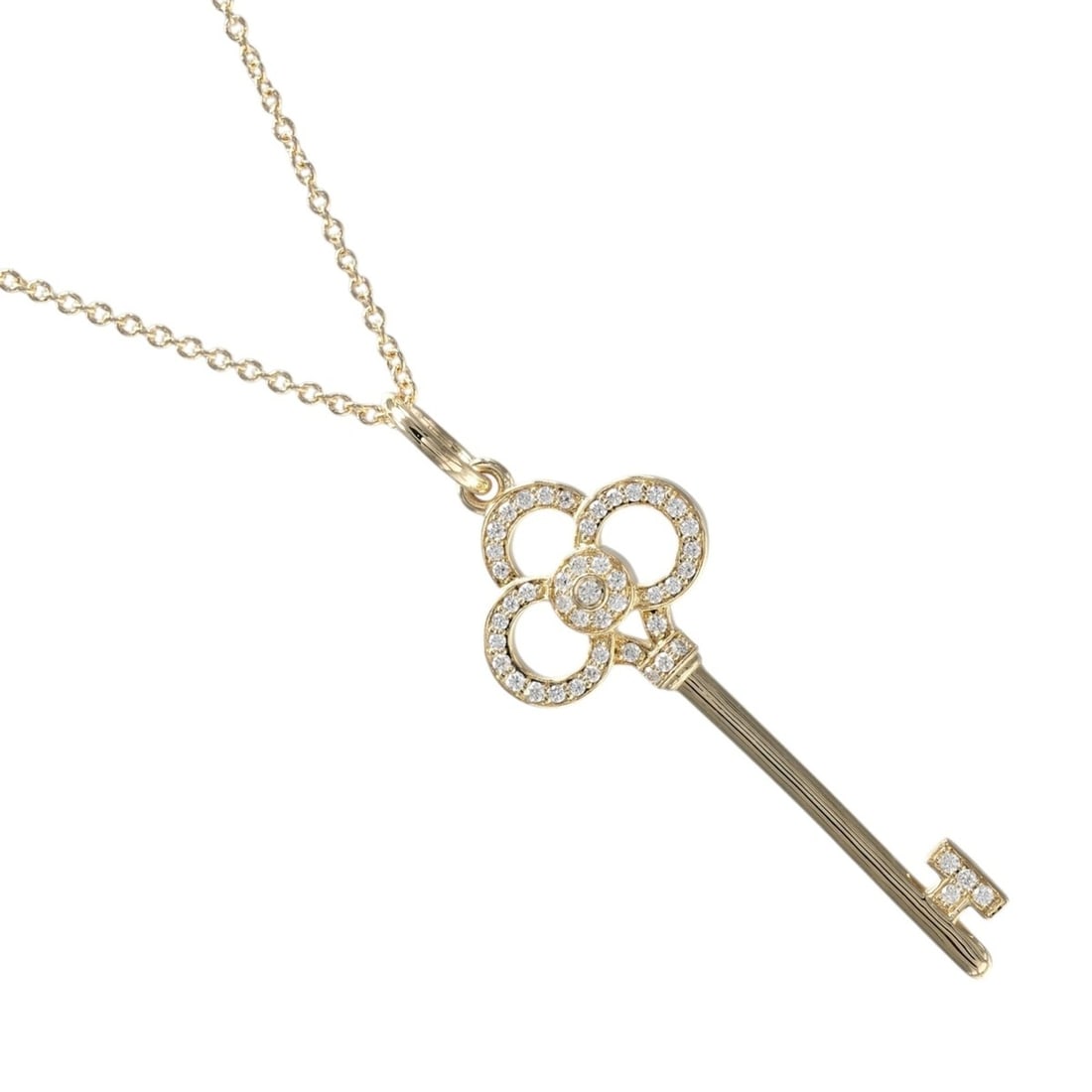 Tiffany & Co. Crown Key Necklace, 18K Yellow Gold with Diamonds, Approx. 4.55g.: --- Catalog ---Category: SizePendant Size: 35.64mm x 13.33mm / 1.4'' x 0.52''Neck Circumference: 46 cm / 18.11''Category: DesignColor: Yellow goldGender: WomenMaterial: Yellow gold (18K)Necklace Type: