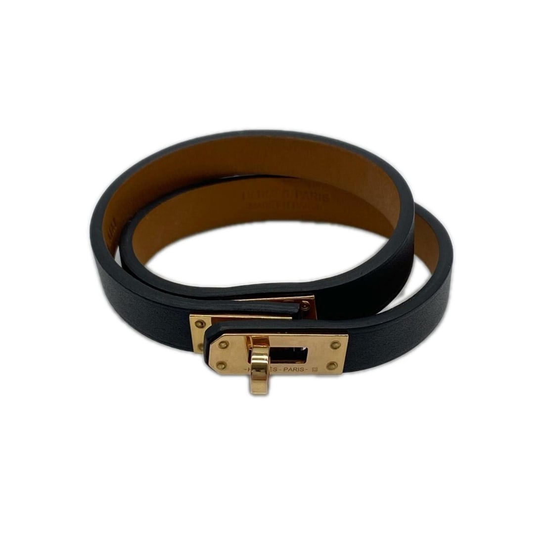 HERMES Mini Kelly Bracelet, Black and Pink Gold Calf Leather, GP (Gold Plated) - Women's (1 of 13)