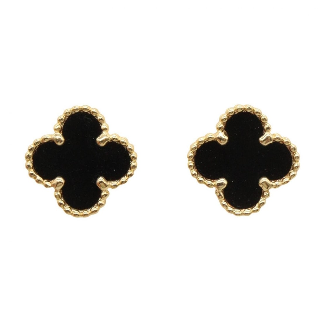 Van Cleef & Arpels Sweet Alhambra Onyx Earrings, 18K (Yellow Gold), Onyx, Women's, Gold/Black,: --- Catalog ---Category: SizeSize (HxWxD): 9.00mm x 9.00mm / 0.35'' x 0.35''Category: DesignType: Stud earringsColor: Black, GoldGender: WomenMaterial: Yellow gold (18K)Category: GeneralMPN: VCARA4490