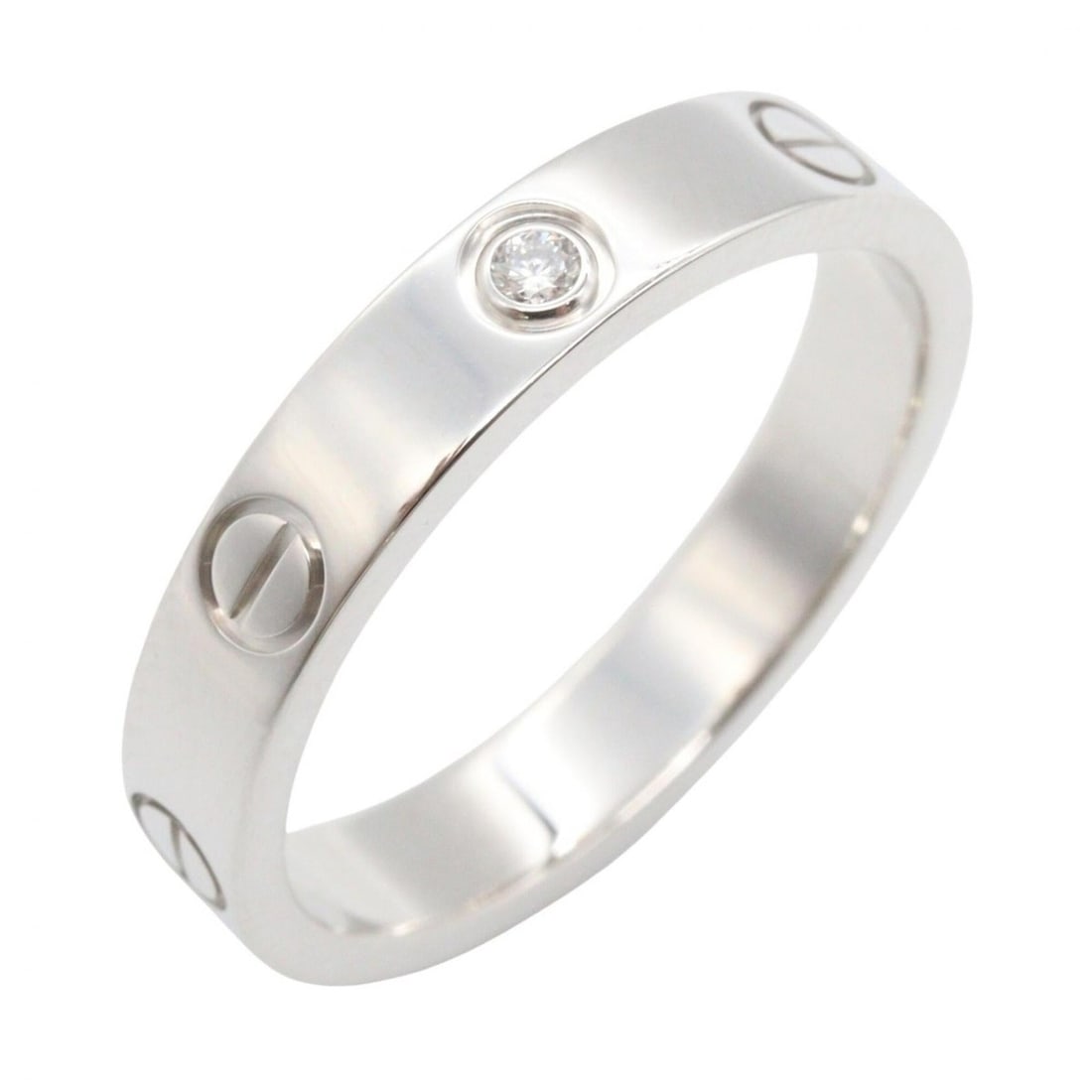Cartier Mini Love Ring 1PD Ring, Jewelry, 18K White Gold (Diamond), Men's/Women's, Silver/Clear: --- Catalog ---Category: SizeJP Size: 13US Size: 6.5Category: DesignType: Band ringColor: Clear, SilverStone: DiamondGender: Men,WomenMaterial: White gold (18K)Category: GeneralMPN: B4050554Brand: Car