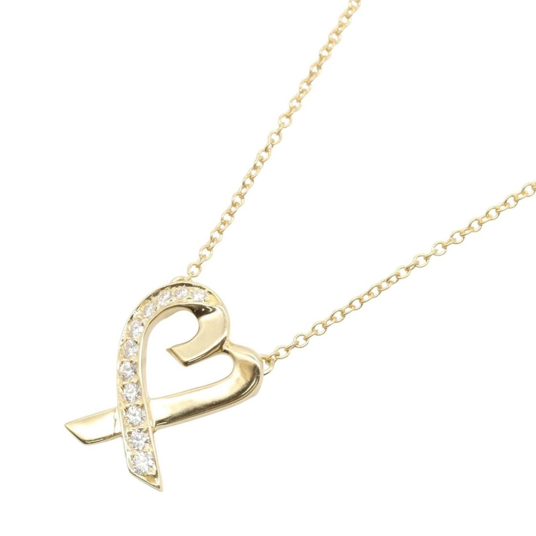 Tiffany & Co. Loving Heart Necklace, 18K (Yellow Gold) Diamond, Women's, Gold Tone, Clear Tone: --- Catalog ---Category: SizeWeight: 3g / 0.1oz.Pendant Size: 14mm x 11mm / 0.55'' x 0.43''Neck Circumference: 41.5 cm / 16.33''Category: DesignColor: Clear, GoldStone: DiamondGender: WomenMaterial: Y