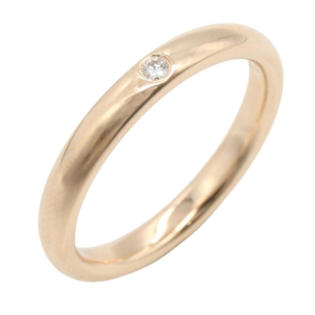 Tiffany & Co. Band Ring 1PD - 18KPG (Pink Gold) Diamond Women's Gold Tone Clear: --- Catalog ---Category: SizeWidth: 2.7mm / 0.11''Weight: 3.3g / 0.11oz.JP Size: 9US Size: 5Category: DesignType: Band ringColor: Clear, Pink goldStone: DiamondGender: WomenMaterial: Pink gold (18K)Ca