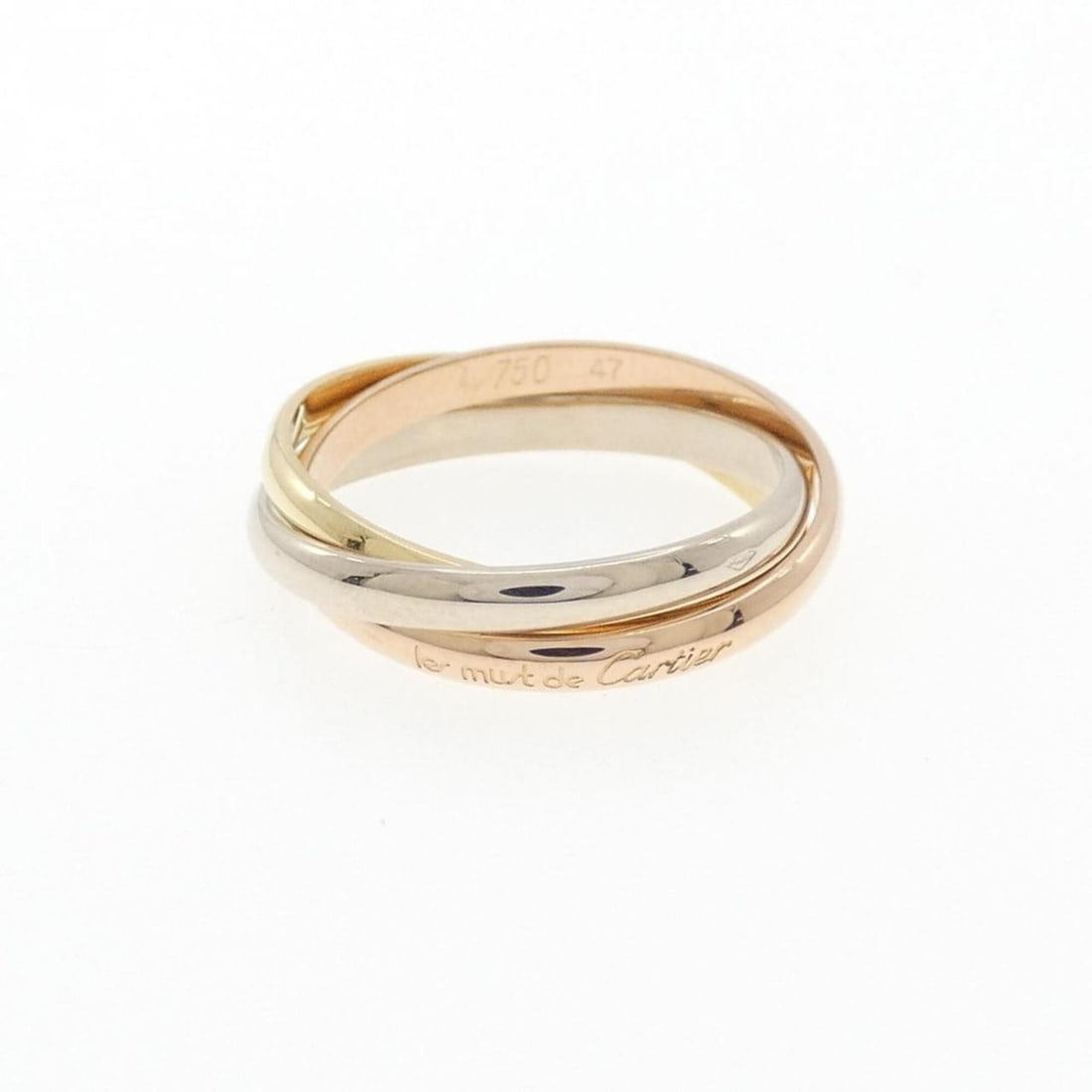 Cartier Trinity Ring: --- Catalog ---Category: SizeUS Size: 4Brand Size: 47Category: DesignType: Band ringGender: WomenMaterial: Pink gold (18K), White gold (18K), Yellow gold (18K)Category: GeneralBrand: Cartier--- Item