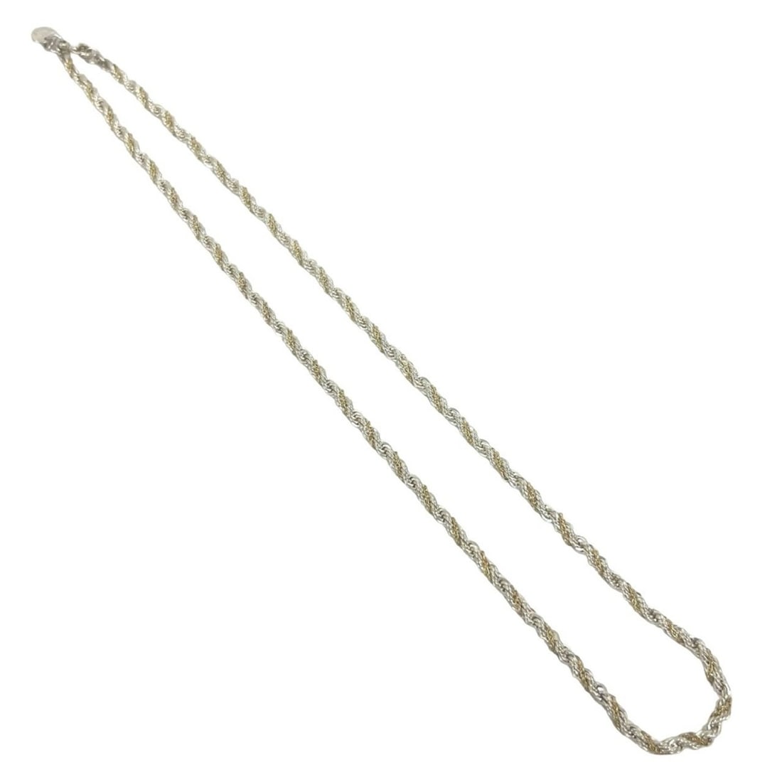 TIFFANY&Co. Tiffany Vintage Twisted Rope Chain Necklace, Sterling Silver 925, 18K 750YG, 42582: --- Catalog ---Category: SizeNeck Circumference: 46.6 cm / 18.34''Category: DesignColor: Gold, SilverGender: WomenMaterial: Silver 925, Yellow gold (18K)Necklace Type: NecklaceCategory: GeneralBrand: 