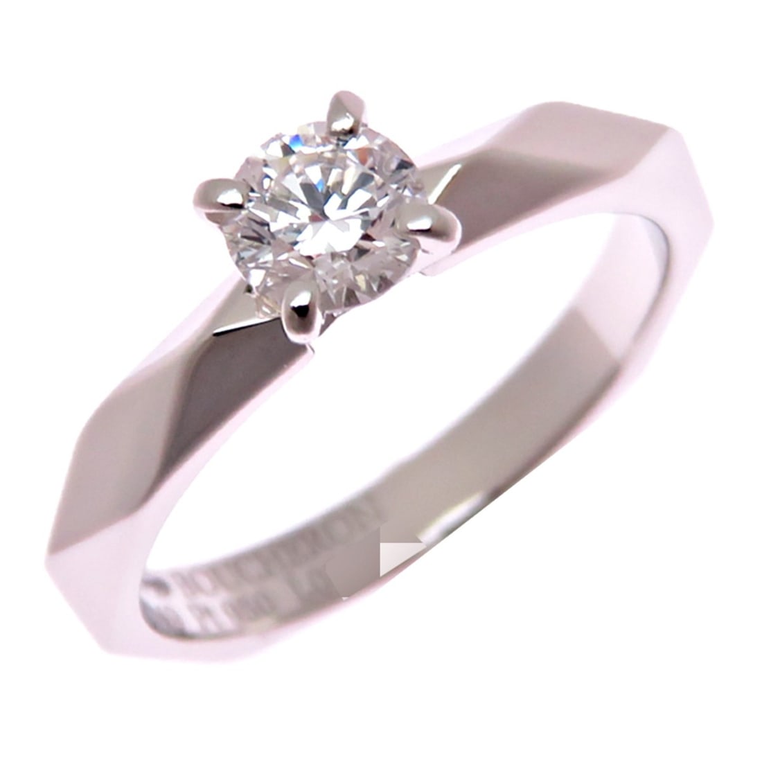 Boucheron #49 0.33ct Diamond Solitaire Faceted Women's Ring, Pt950 Platinum: --- Catalog ---Category: SizeJP Size: 9US Size: 5Category: DesignColor: WhiteGender: WomenMaterial: Platinum 950Category: GeneralBrand: Boucheron--- Item List ---Section: ConditionRanking: Rank AB Use