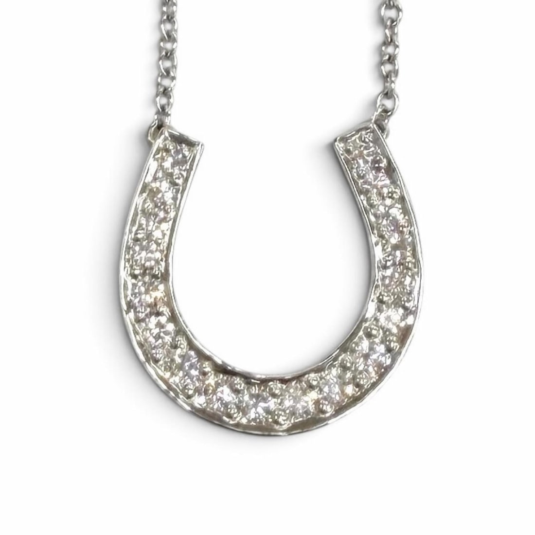 TIFFANY&Co. Tiffany PT950 Diamond Horseshoe Necklace Pendant, Silver, Weight 3.55g, Women's (1 of 7)