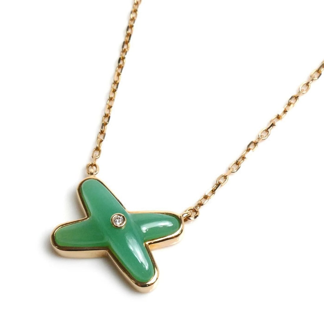 Chaumet 18KPG Pink Gold Jeux de Liens Chrysoprase Necklace 083050 Diamond 2.9g 38 40 42cm Women's: --- Catalog ---Category: SizePendant Size: 9mm x 11.9mm / 0.35'' x 0.46''Neck Circumference: 38 cm - 42 cm / 14.96'' - 16.53''Category: DesignStone: DiamondGender: WomenMaterial: Pink gold (18K)Neckla