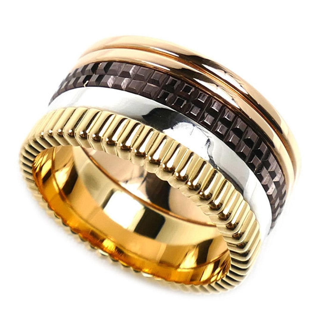 Boucheron Quatre Classic Large Ring (JRG00257) - 18K Yellow Gold, White Pink Gold Size 60, 21.7g (1 of 6)