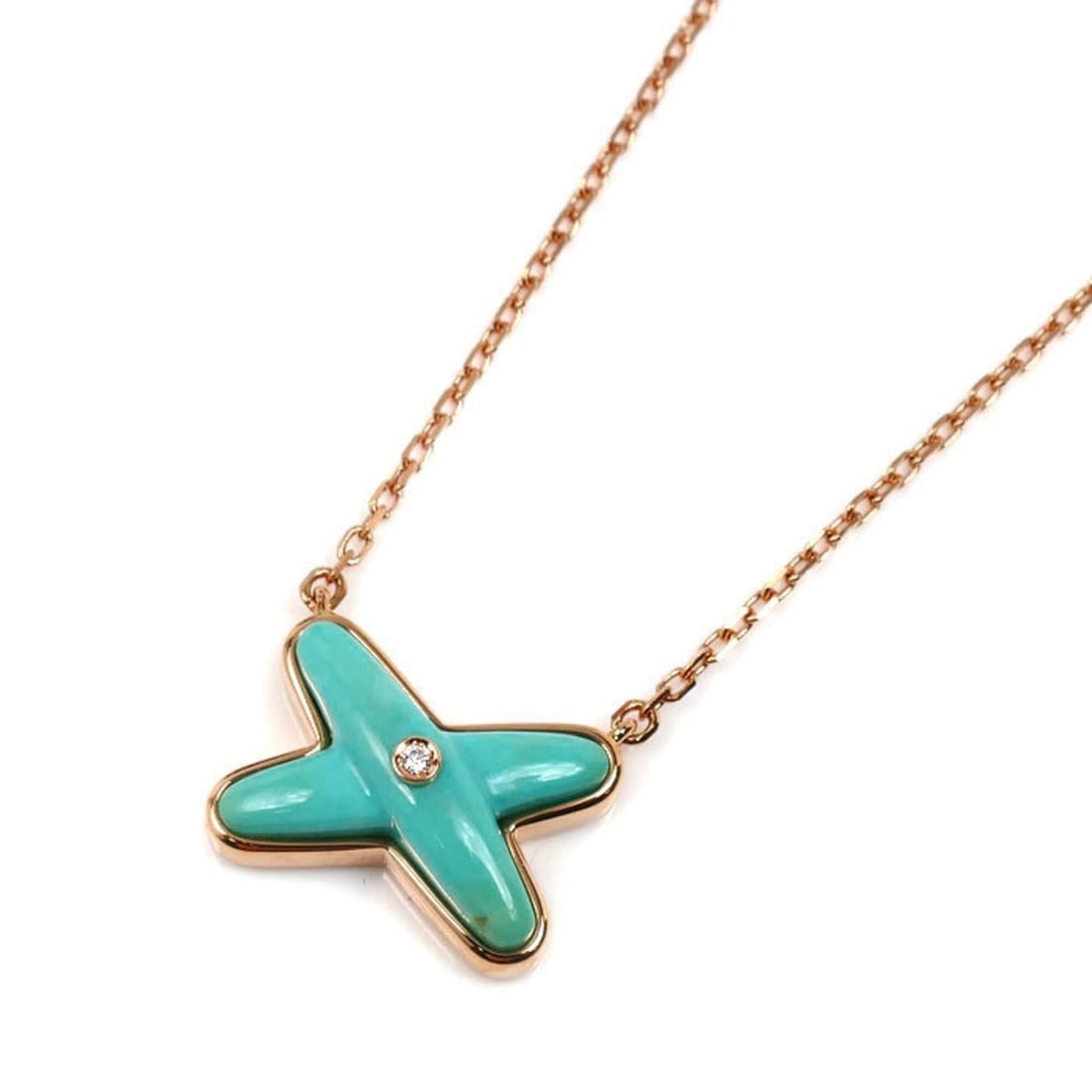 Chaumet 18KPG Pink Gold Jeux de Liens Necklace 082932 Diamond Turquoise 2.9g 38 40 42cm Women's: --- Catalog ---Category: SizePendant Size: 8.8mm x 12mm / 0.34'' x 0.47''Neck Circumference: 38 cm - 42 cm / 14.96'' - 16.53''Category: DesignStone: Diamond, TurquoiseGender: WomenMaterial: Pink gold 