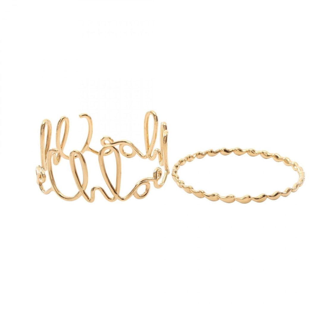 Chloé Chloe Iconic 2-piece bangle accessory set, gold plated (GP), women's, tone.: --- Catalog ---Category: DesignType: BangleColor: GoldGender: WomenMaterial: Gold platingCategory: GeneralBrand: Chloé--- Item List ---Section: ConditionRanking: Rank A Used - A few traces of usage, 
