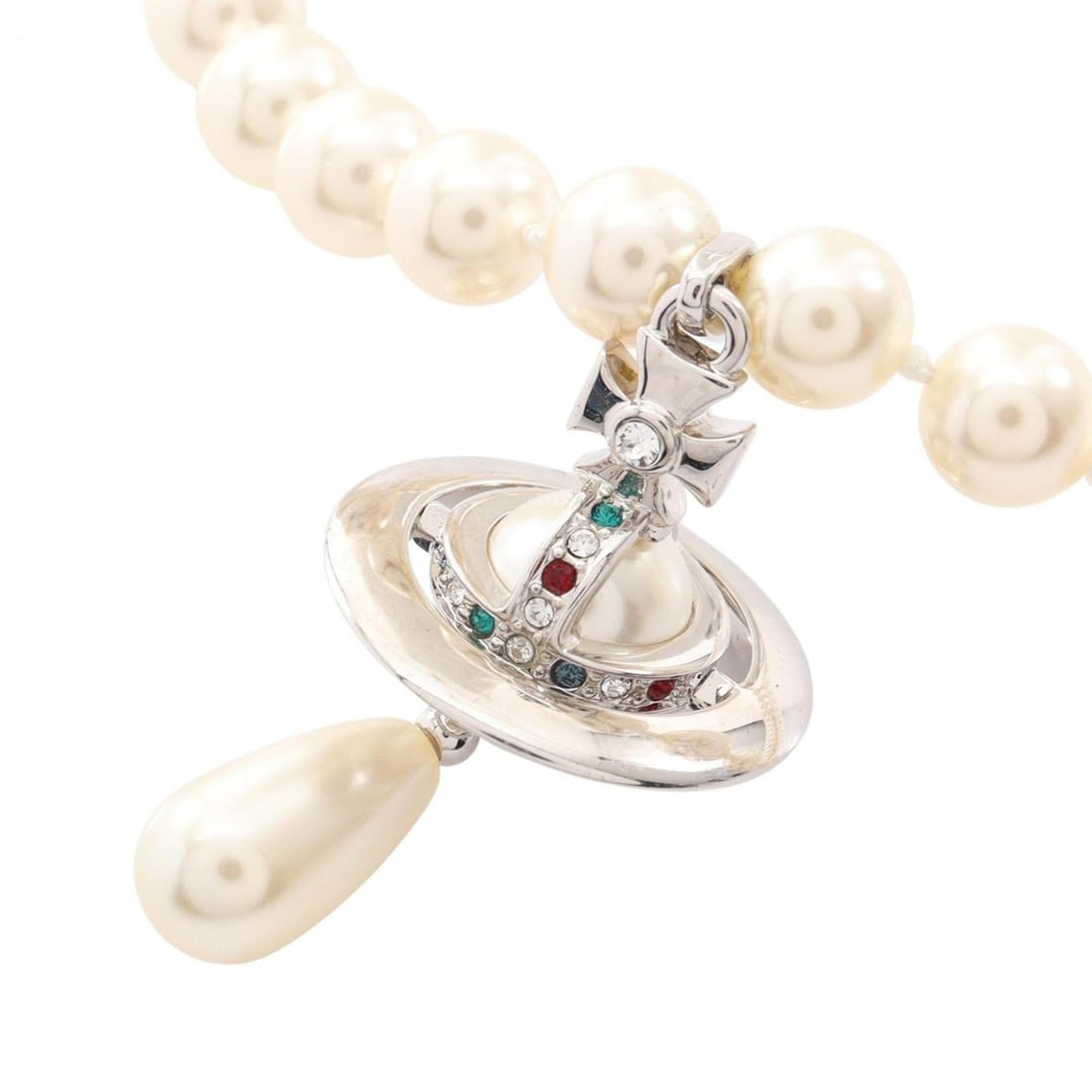 Vivienne Westwood ONE ROW PEARL DROP Choker Accessory - Faux Pearl, Metal, Rhinestone Women's White,: --- Catalog ---Category: SizePendant Size: 45mm x 25mm / 1.77'' x 0.98''Neck Circumference: 40 cm / 15.74''Category: DesignColor: Multi-color, Silver, WhiteGender: WomenMaterial: Artificial pearl, Met