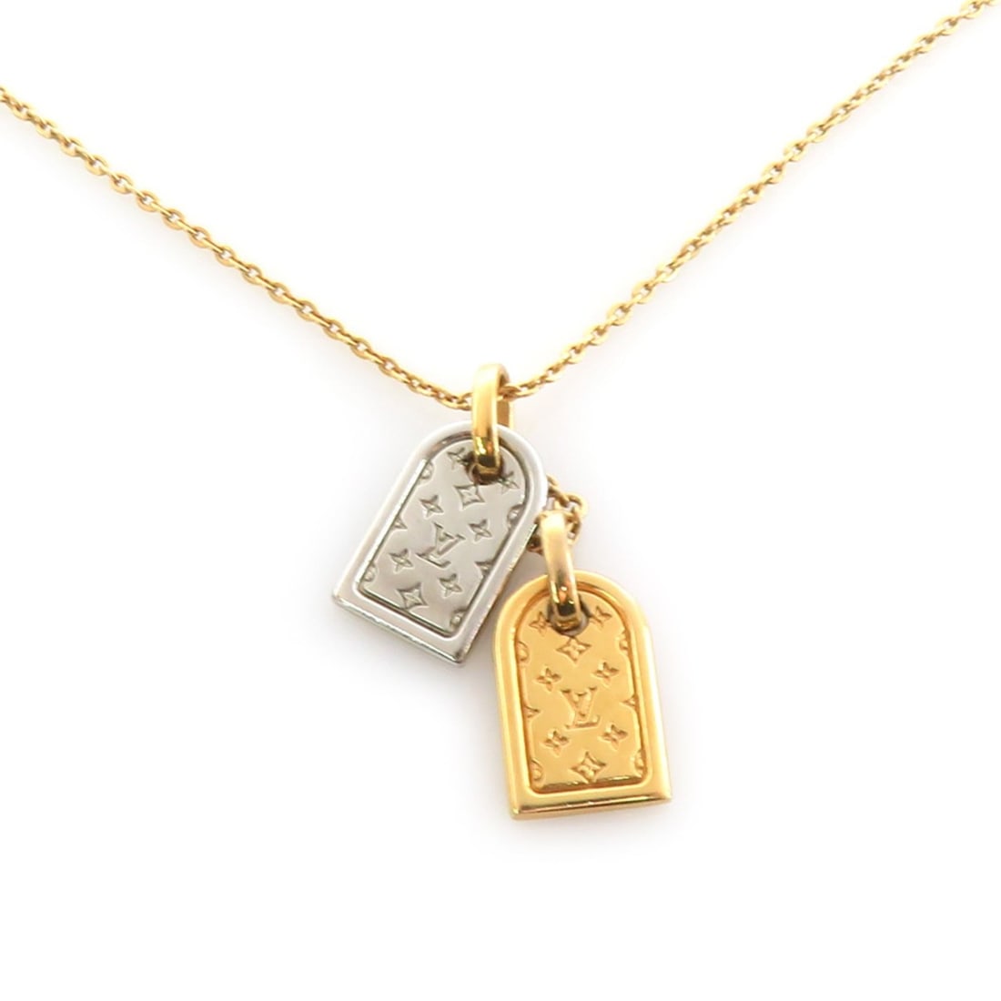 Louis Vuitton LOUIS VUITTON Necklace Nanogram Metal Gold Silver Women's M63141 r11414b: --- Catalog ---Category: SizePendant Size: 28mm x 9mm / 1.1'' x 0.35''Neck Circumference: 45 cm / 17.71''Category: DesignColor: Gold, SilverGender: WomenMaterial: MetalNecklace Type: NecklaceCategory: